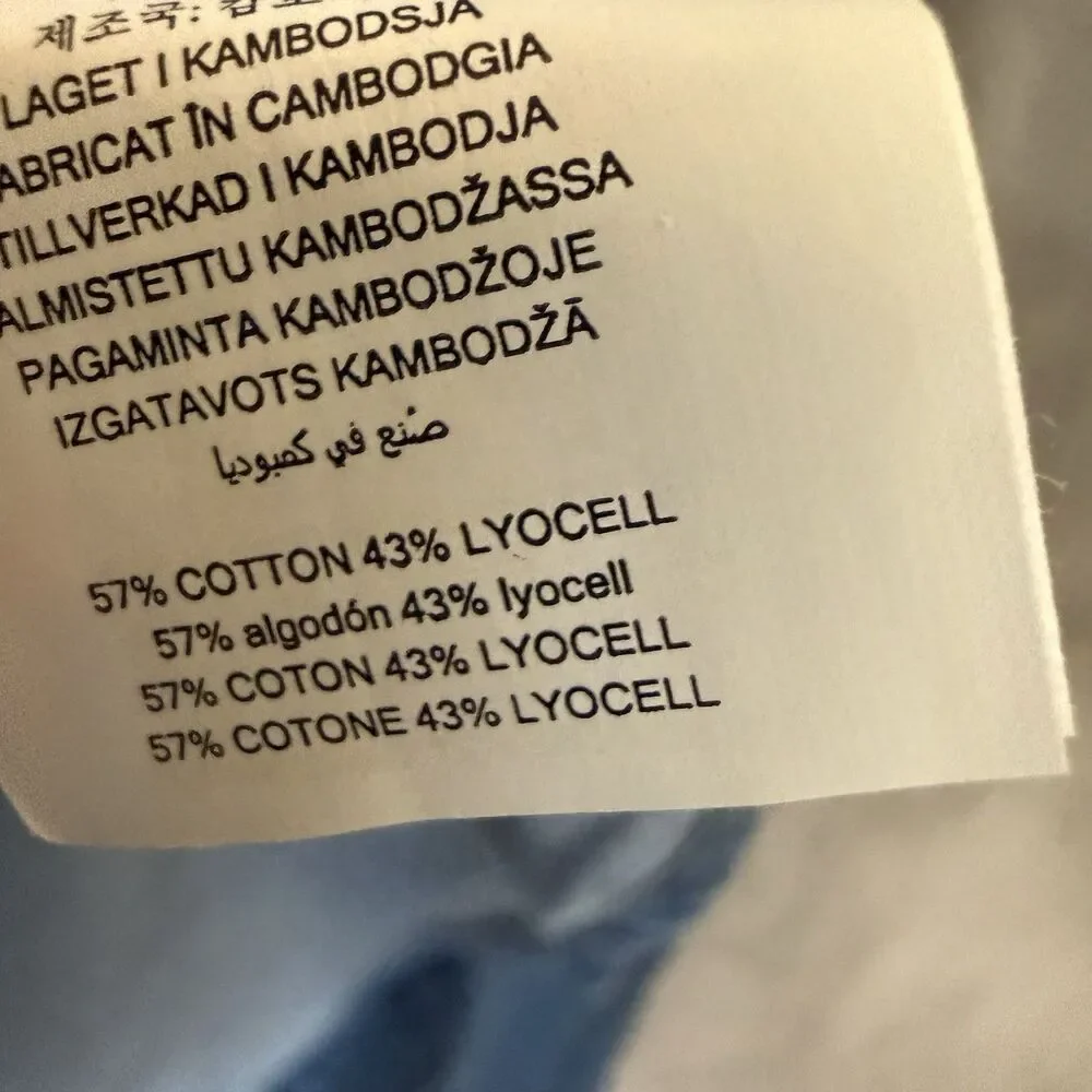 Michael Kors 3X Women Denim Chambray Gold Button Shirt Roll Tab Long Sleeve Blue